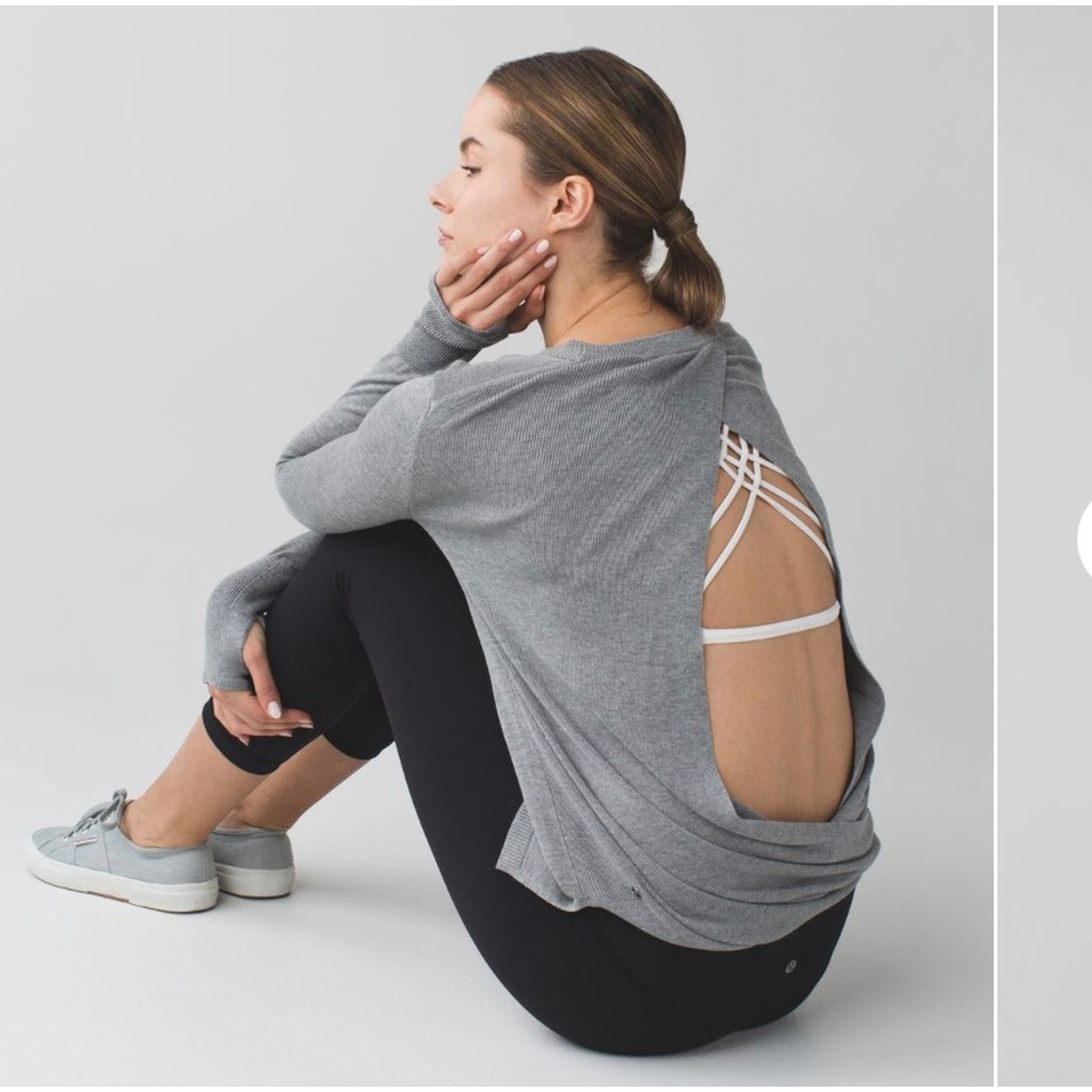 Lululemon Bring It Backbend Open Back Knit Sweater 8 Cashmere Bamboo Blend - Picture 2 of 9